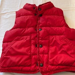 Baby gap, red puffer, vest, zipper, and snaps three years